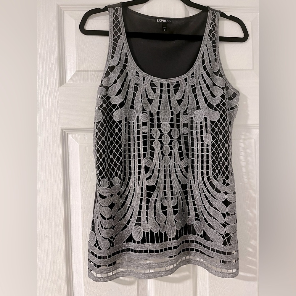 Express Silver Metallic Dressy Tank